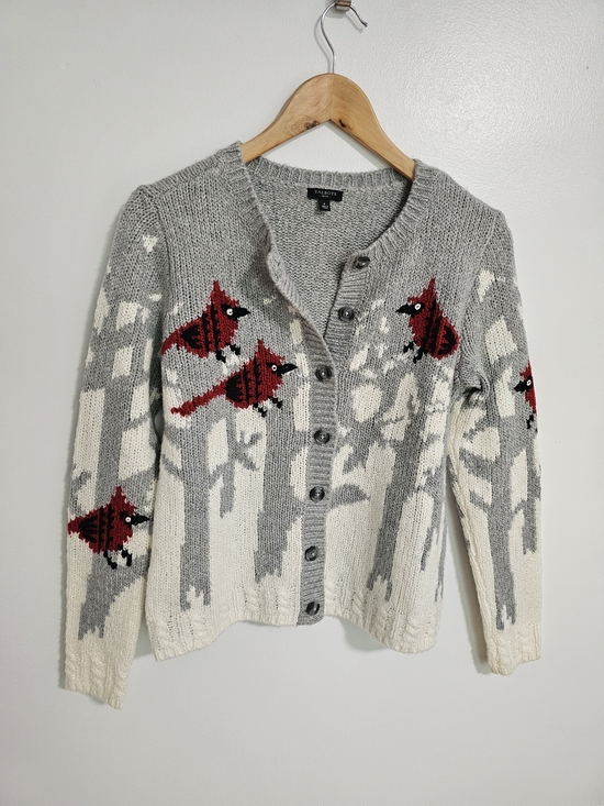 Talbots Sweaters - Talbots Wool Blend Cream Knit Cardigan Sweater Red Cardinal Size Small